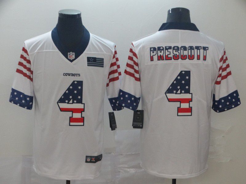 Men Dallas cowboys #4 Prescott White Retro USA Flag Nike NFL Jerseys->seattle seahawks->NFL Jersey
